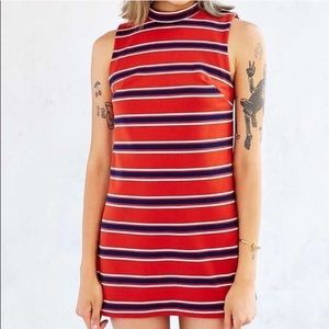 VTG 70s Style High Collar Stripped Dress XS S Urban Outfitters